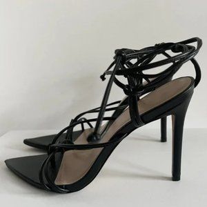 ALDO black leather strappy high heel sandals